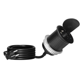 GNIAZDO MEBLOWE ORNO OR-GM-9040(GS)/B Ø6cm KABEL 1,9m 1xUSB SCHUKO